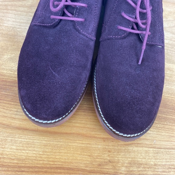 G.H. BASS Emmie Suede Leather Casual Dress Shoe Laced Oxfords Burgundy Women 7.5 - Picture 5 of 7